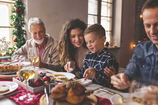 Family at holiday feast