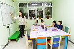 Teacher in classroom with students