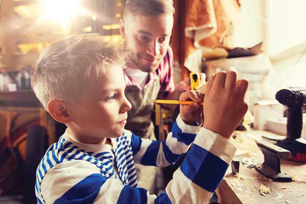 Father and son crafting