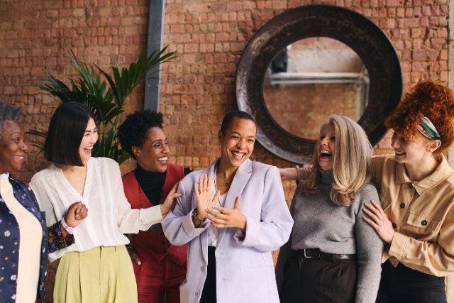 Women gathering and laughing