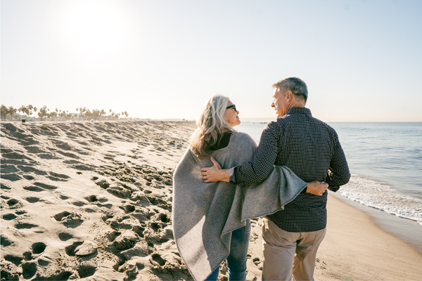 Couple walking on beach