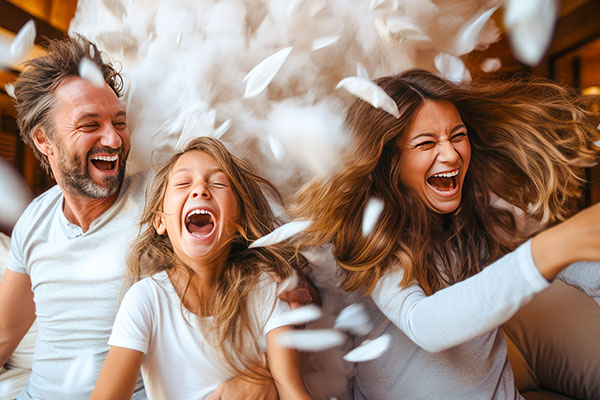 Family pillow fight