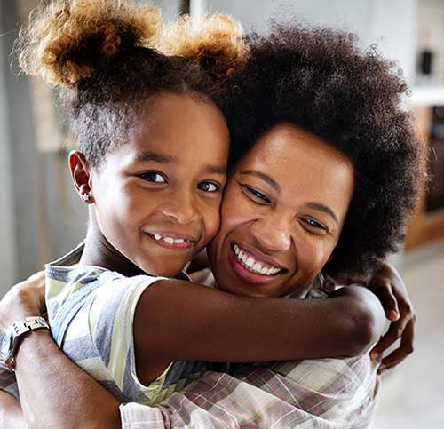 African American mother and daughter