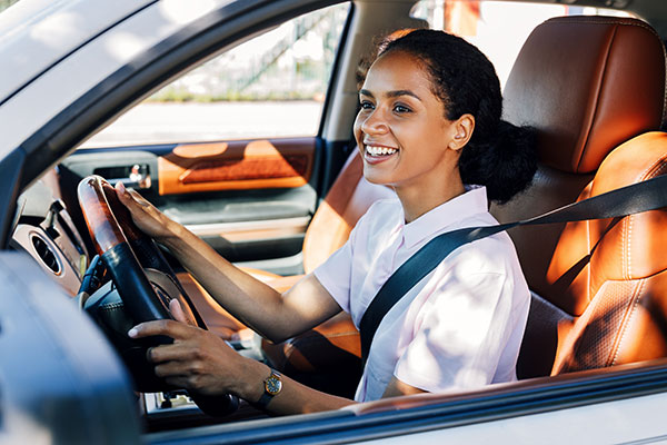 Woman driving car